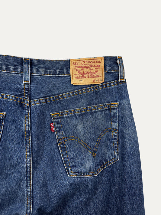 Vintage Levi's 751 Straight Jeans in mid wash, men's, size W34 L34 – second-hand