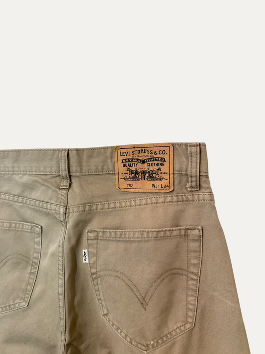 Vintage Levi's 752 Slim Jeans in beige, men's, size W31 L34 – second-hand