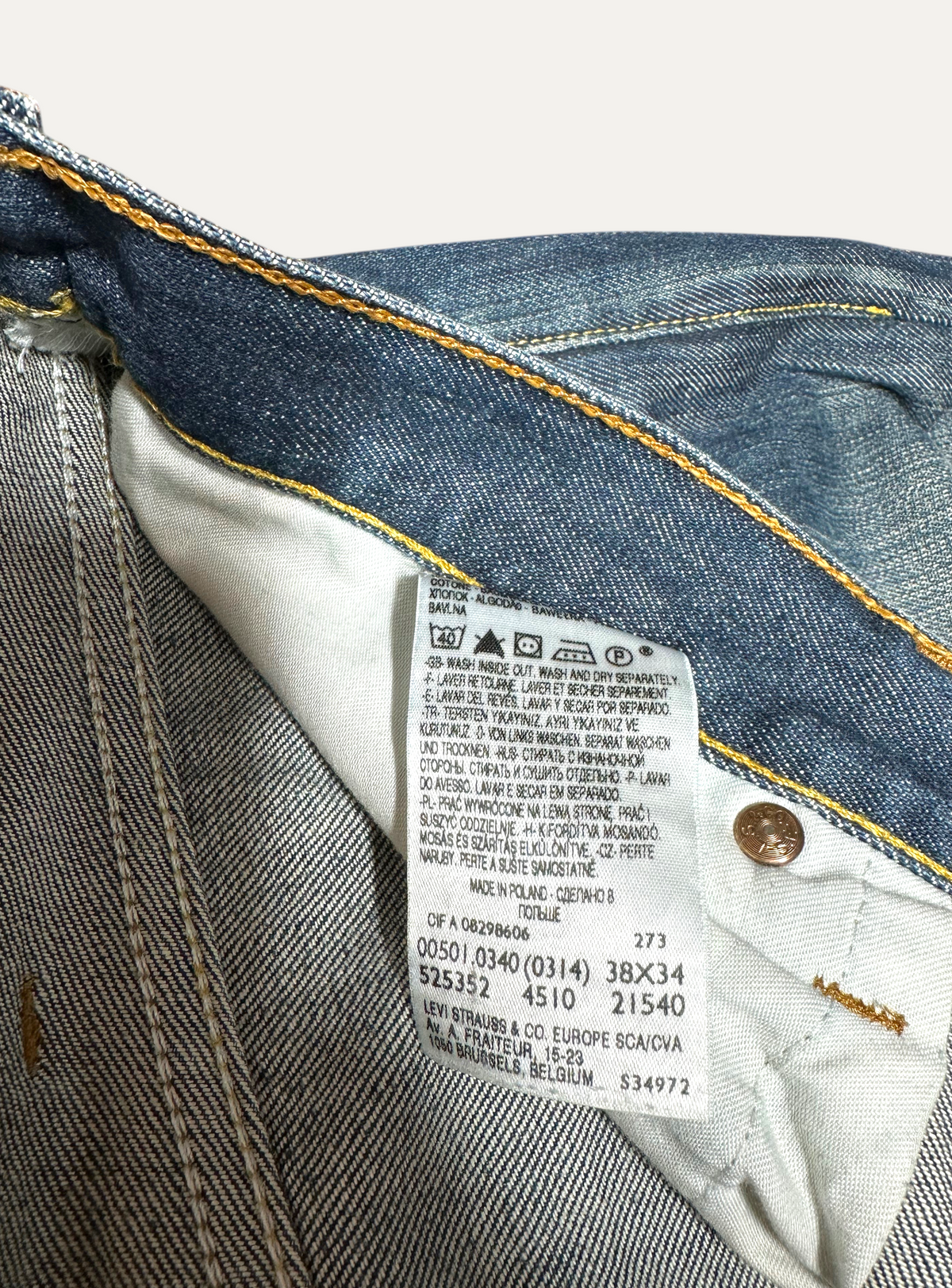 Vintage Levi's 501 Straight Jeans in blue, unisex, size W38 L34 – second-hand