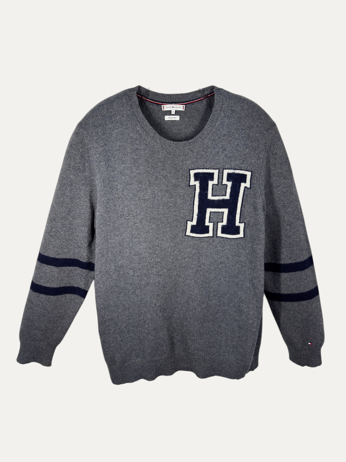 Vintage Tommy Hilfiger Sweater in grey, unisex, size XL – second-hand