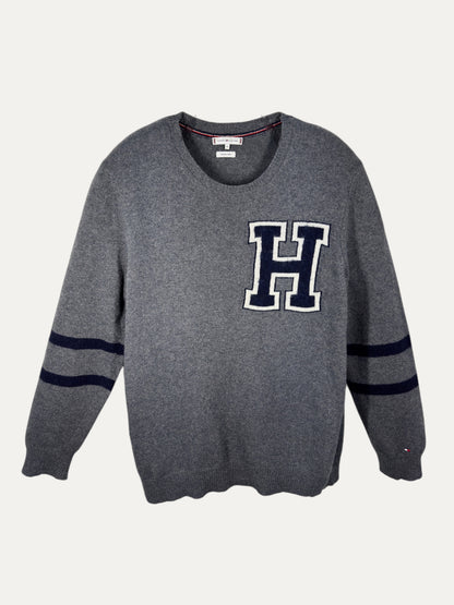 Vintage Tommy Hilfiger Sweater in grey, unisex, size XL – second-hand