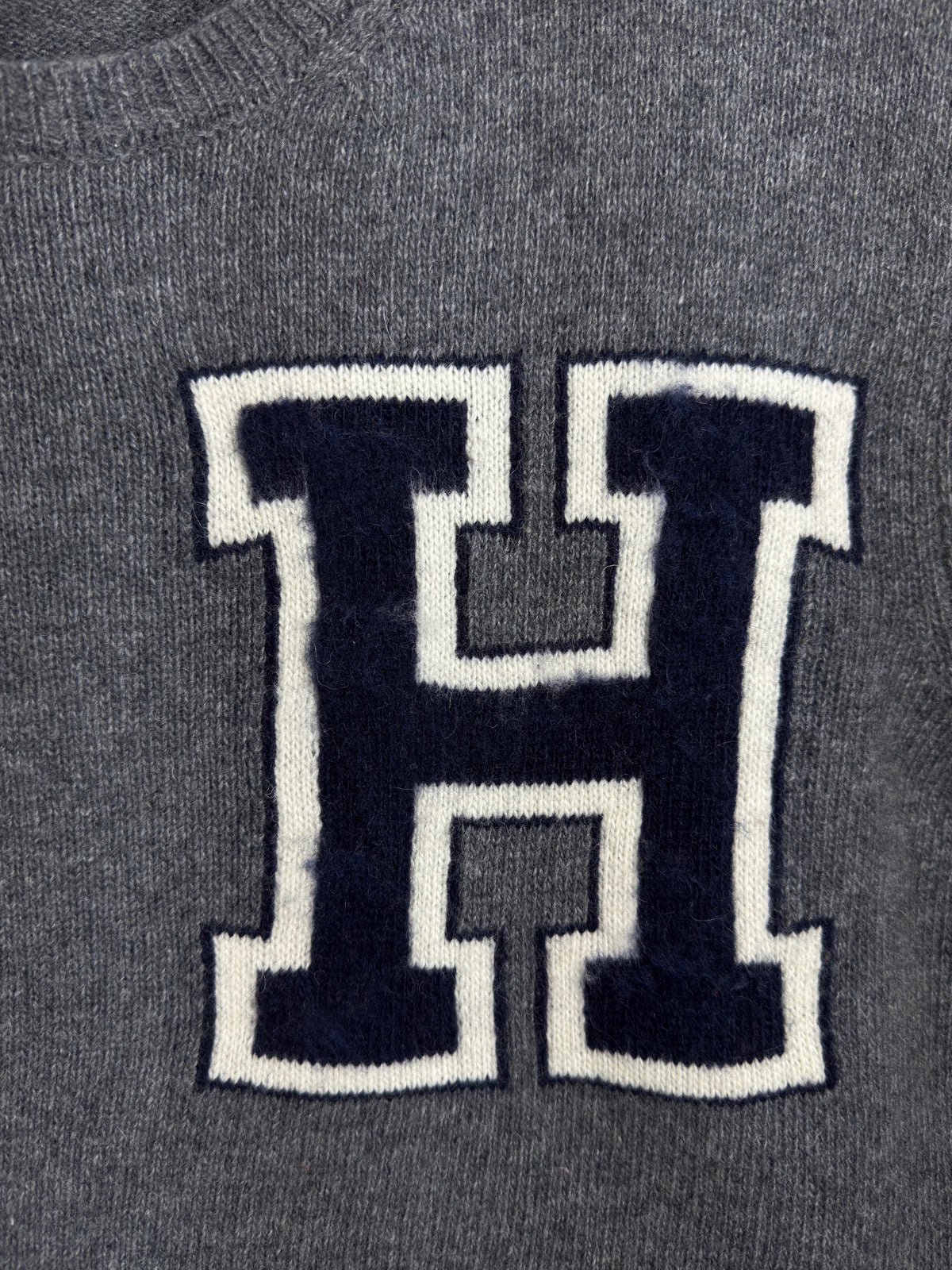 Vintage Tommy Hilfiger Sweater in grey, unisex, size XL – second-hand
