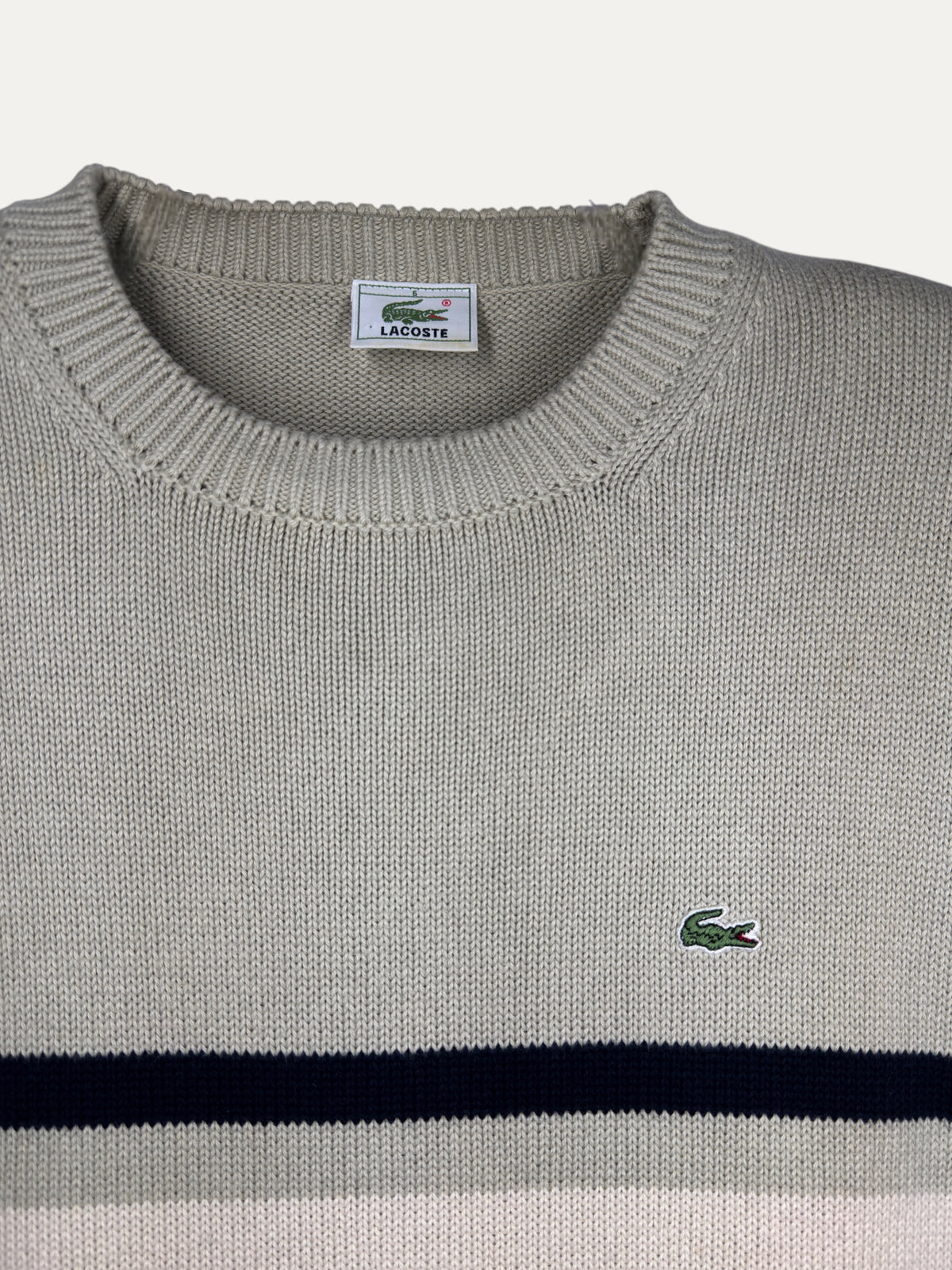 Vintage Lacoste Sweater in beige, unisex, size XL – second-hand
