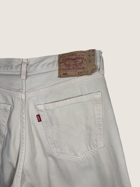 Vintage Levi's 501 Straight Jeans in beige, unisex, size W32 L34 – second-hand