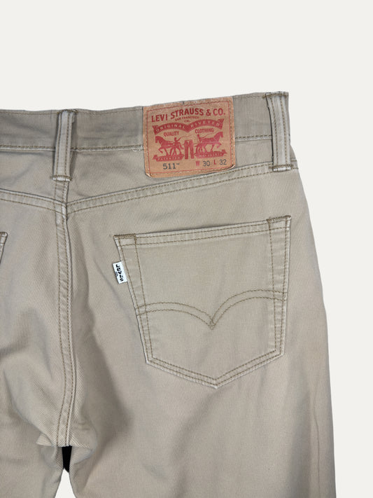 Vintage Levi's 511 Slim Jeans in khaki, men's, size W30 L32 – second-hand