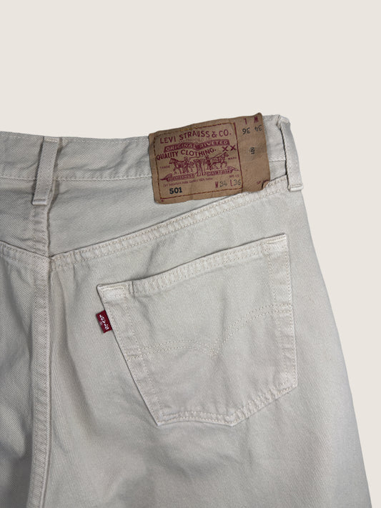 Vintage Levi's 501 Straight Jeans in beige, unisex, size W34 L36 – second-hand