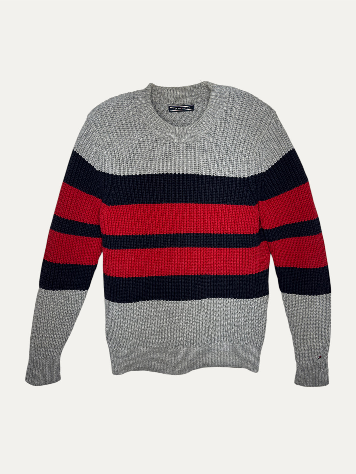 Vintage Tommy Hilfiger Sweater in grey, men's, size L – second-hand
