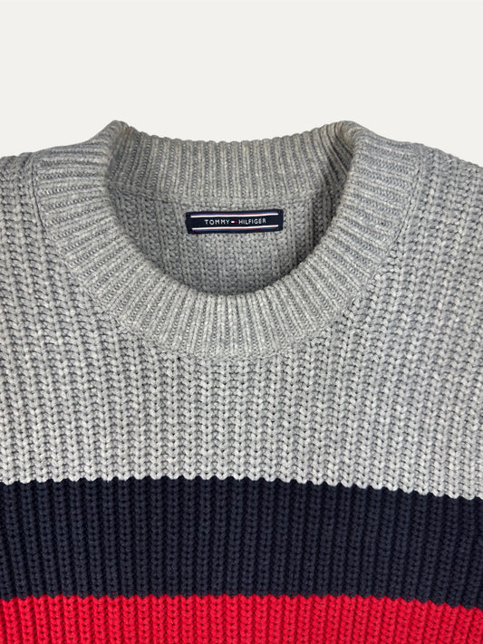 Vintage Tommy Hilfiger Sweater in grey, men's, size L – second-hand