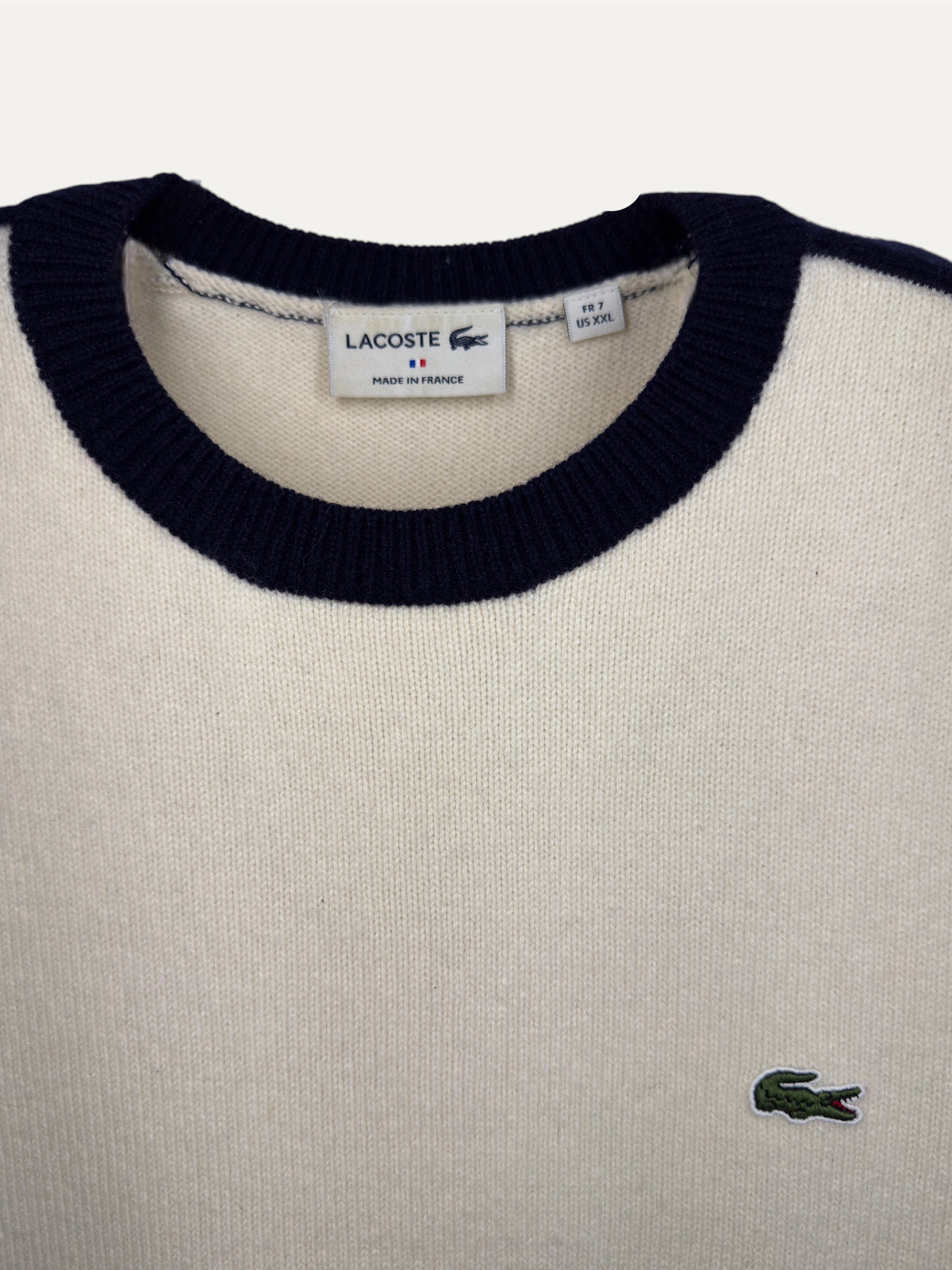 Vintage Lacoste Sweater in beige, unisex, size XXL – second-hand