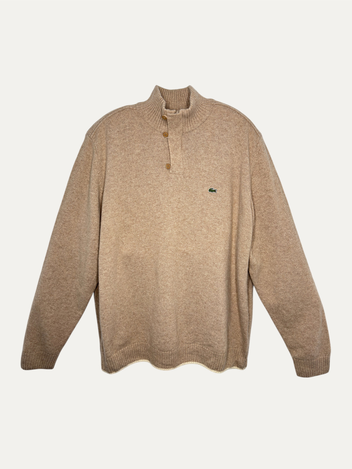 Vintage Lacoste Sweater in beige, unisex, size XXL – second-hand