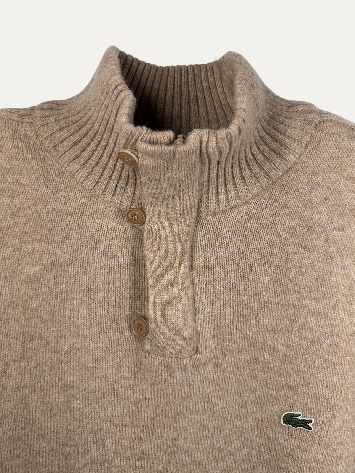 Vintage Lacoste Sweater in beige, unisex, size XXL – second-hand