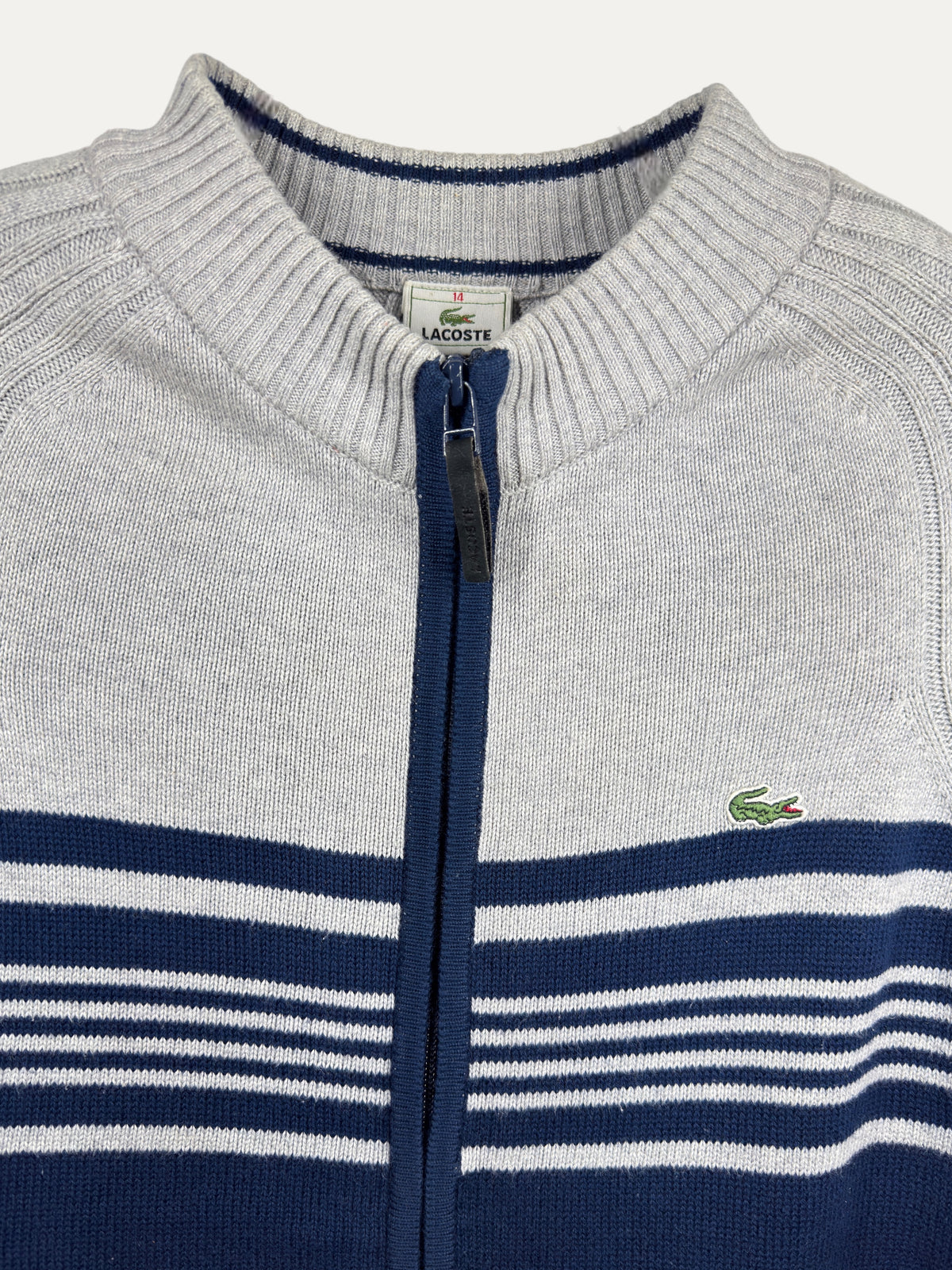 Vintage Lacoste Sweater in grey, unisex, size XS – second-hand