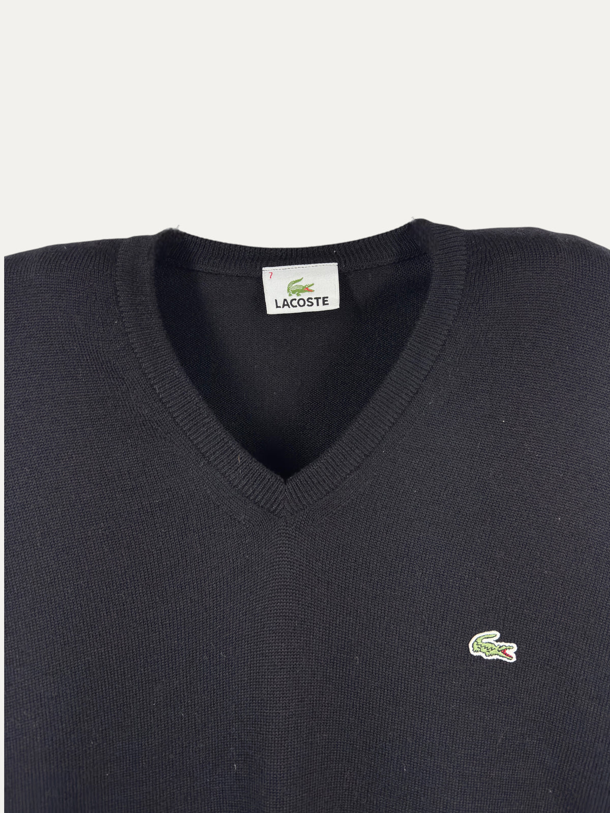 Vintage Lacoste Sweater in black, unisex, size XXL – second-hand