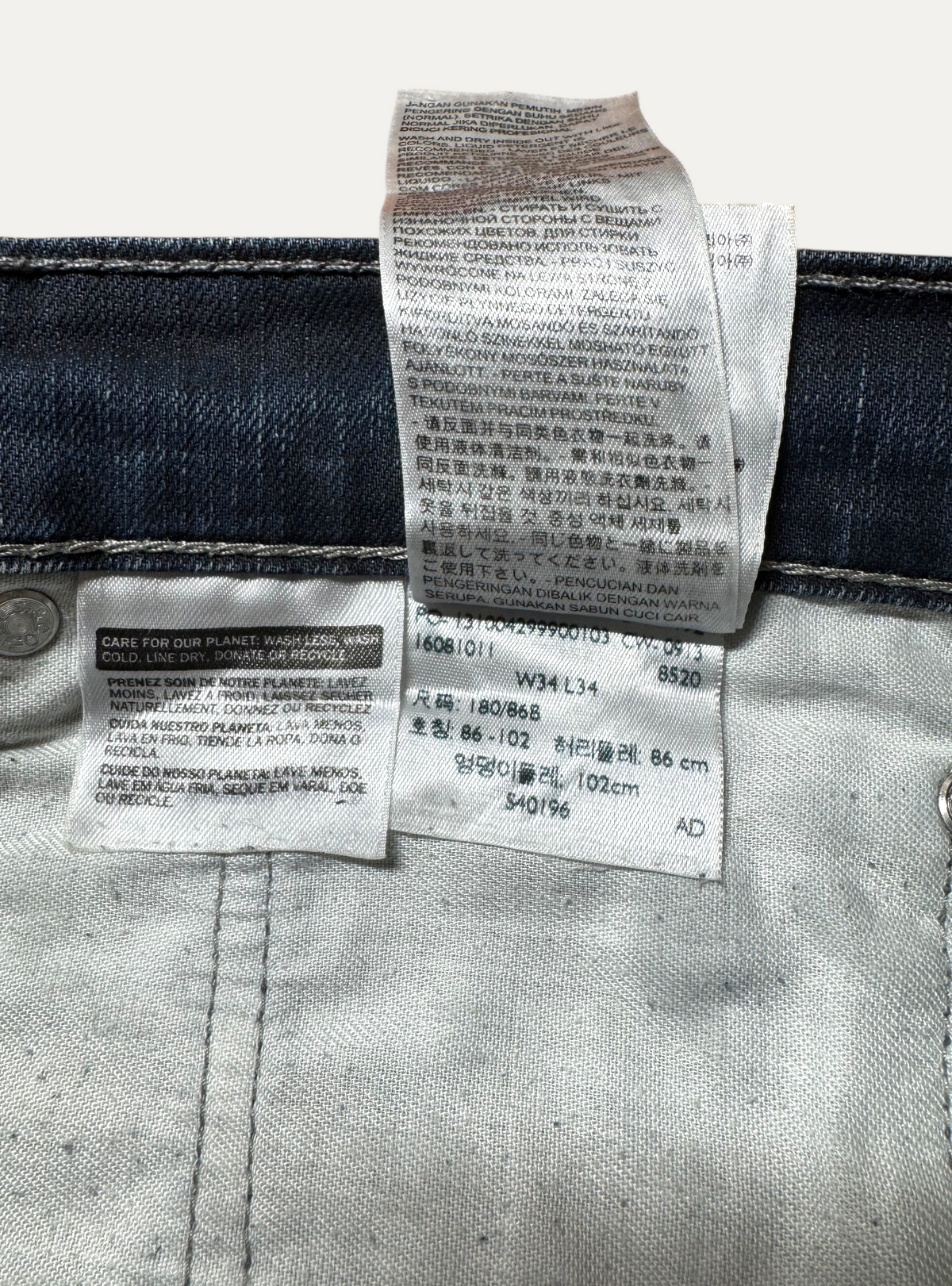 Vintage Levi's 504 Straight Jeans in blue, unisex, size W34 L34 – second-hand
