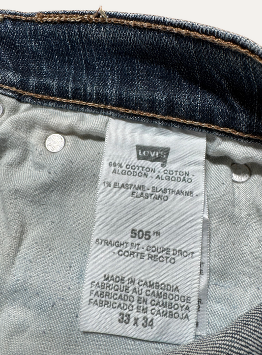 Vintage Levi's 505 Straight Jeans in blue, unisex, size W33 L34 – second-hand