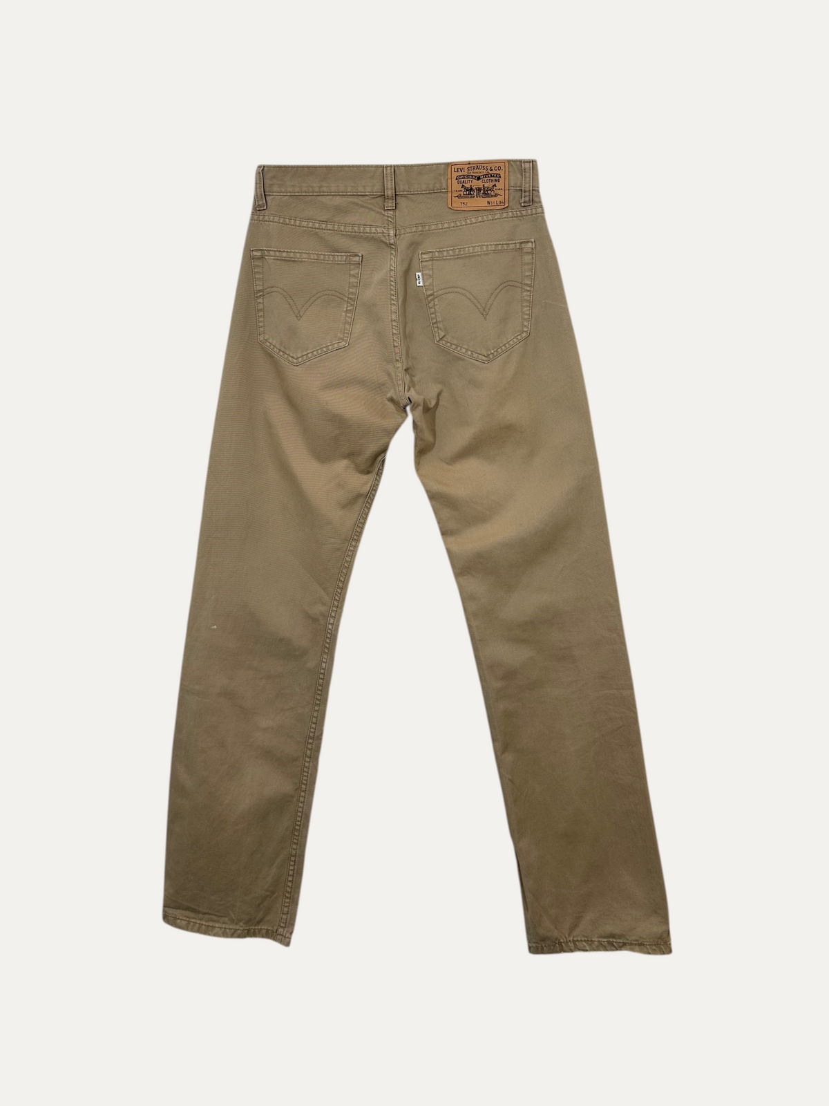 Vintage Levi's 752 Slim Jeans in beige, men's, size W31 L34 – second-hand